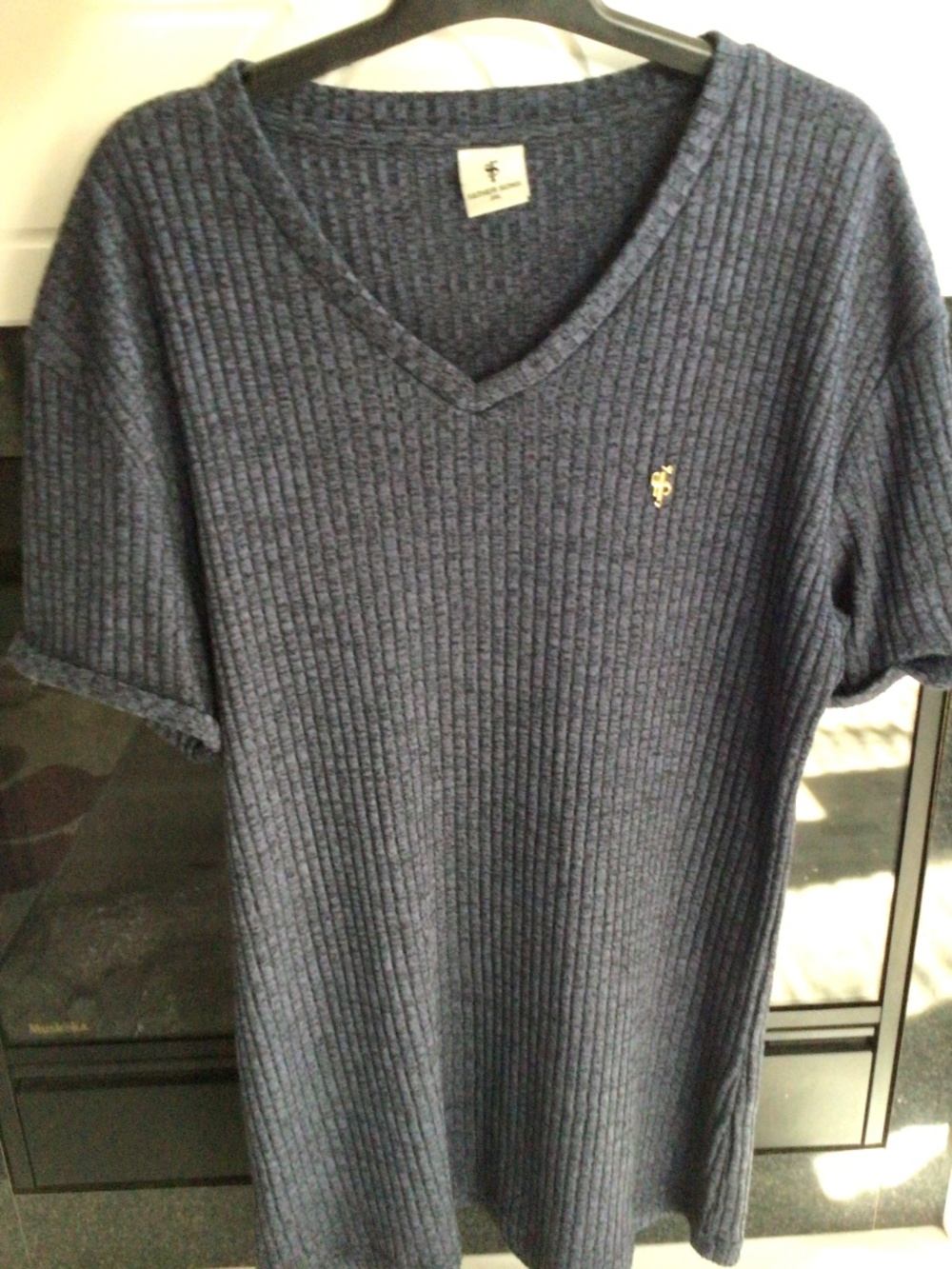 Men’s Father Sons 2XL stylish blue ribbed tshirt